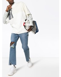 Мужские голубые рваные джинсы от MAISON KITSUNÉ