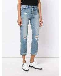 Женские голубые рваные джинсы от Mother