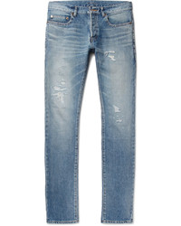 Мужские голубые рваные джинсы от Saint Laurent