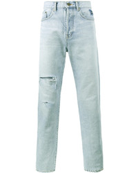 Мужские голубые рваные джинсы от Saint Laurent