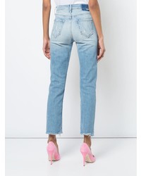 Женские голубые рваные джинсы от Mother