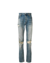 Мужские голубые рваные джинсы от Unravel Project