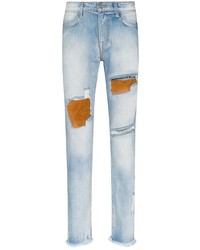Мужские голубые рваные зауженные джинсы от 424
