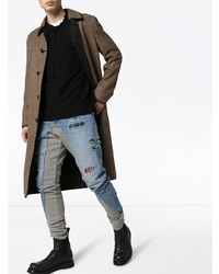 Мужские голубые рваные зауженные джинсы от Greg Lauren