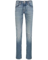 Мужские голубые рваные зауженные джинсы от Armani Exchange