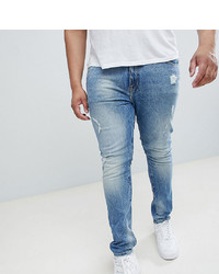Мужские голубые рваные зауженные джинсы от ASOS DESIGN