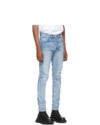 Мужские голубые рваные зауженные джинсы от Ksubi