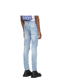 Мужские голубые рваные зауженные джинсы от Ksubi