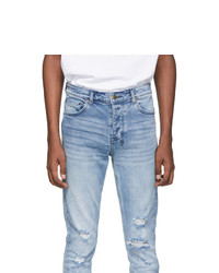 Мужские голубые рваные зауженные джинсы от Ksubi