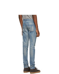 Мужские голубые рваные зауженные джинсы от John Elliott