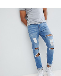 Мужские голубые рваные зауженные джинсы от Brooklyn Supply Co.
