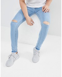 Мужские голубые рваные зауженные джинсы от Criminal Damage