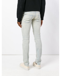 Мужские голубые рваные зауженные джинсы от Pierre Balmain