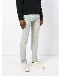 Мужские голубые рваные зауженные джинсы от Pierre Balmain