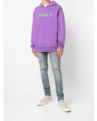 Мужские голубые рваные зауженные джинсы от purple brand