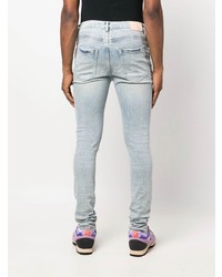 Мужские голубые рваные зауженные джинсы от purple brand