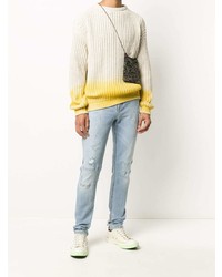 Мужские голубые рваные зауженные джинсы от Buscemi