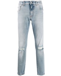 Мужские голубые рваные зауженные джинсы от Dolce & Gabbana