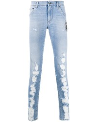 Мужские голубые рваные зауженные джинсы от Dolce & Gabbana
