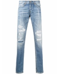 Мужские голубые рваные зауженные джинсы от Dondup