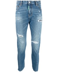 Мужские голубые рваные зауженные джинсы от DSQUARED2