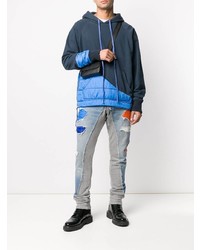 Мужские голубые рваные зауженные джинсы от Greg Lauren