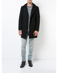 Мужские голубые рваные зауженные джинсы от R 13