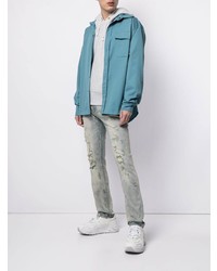 Мужские голубые рваные зауженные джинсы от Stampd