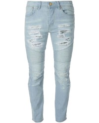 Мужские голубые рваные зауженные джинсы от Stampd