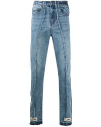 Мужские голубые рваные зауженные джинсы от VAL KRISTOPHE