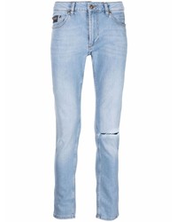 Мужские голубые рваные зауженные джинсы от VERSACE JEANS COUTURE