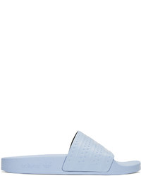 Голубые резиновые сандалии на плоской подошве от adidas