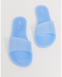 Голубые резиновые сандалии на плоской подошве от ASOS DESIGN