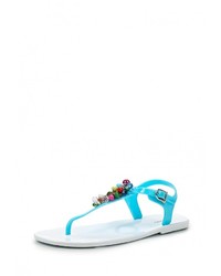 Голубые сандалии на плоской подошве от Mon Ami