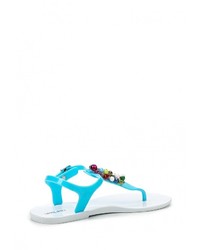 Голубые сандалии на плоской подошве от Mon Ami