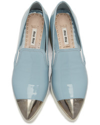 Женские голубые слипоны от Miu Miu