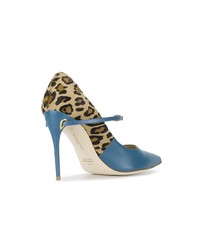 Голубые туфли из ворса пони с леопардовым принтом от Jennifer Chamandi