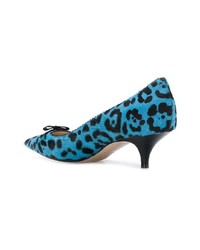 Голубые туфли из ворса пони с леопардовым принтом от N°21