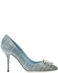 Голубые туфли с украшением от Dolce & Gabbana