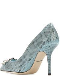Голубые туфли с украшением от Dolce & Gabbana