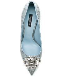 Голубые туфли с украшением от Dolce & Gabbana