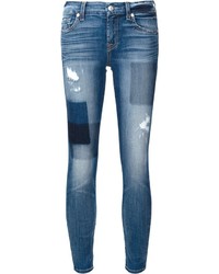 Голубые хлопковые джинсы скинни в стиле пэчворк от 7 For All Mankind