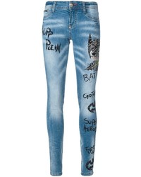 Голубые хлопковые джинсы скинни от Philipp Plein