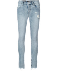 Голубые хлопковые рваные джинсы скинни от J Brand