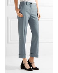 Женские голубые шерстяные брюки от Miu Miu