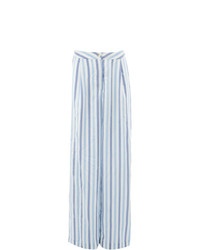 Голубые широкие брюки в вертикальную полоску от Thierry Colson