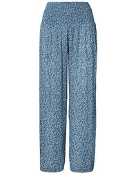 Голубые широкие брюки с цветочным принтом