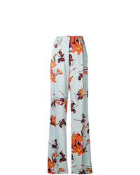 Голубые широкие брюки с цветочным принтом от Etro