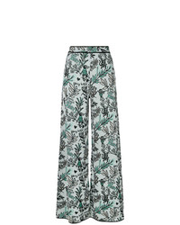 Голубые широкие брюки с цветочным принтом от M Missoni