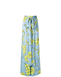 Голубые широкие брюки с цветочным принтом от Miahatami